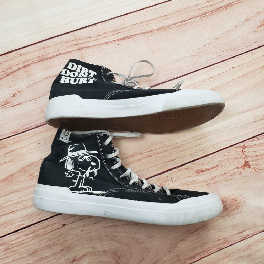HUF Peanuts Joe Cool High Top Sneakers Mens 9.5 Black White Skate Shoes Adult